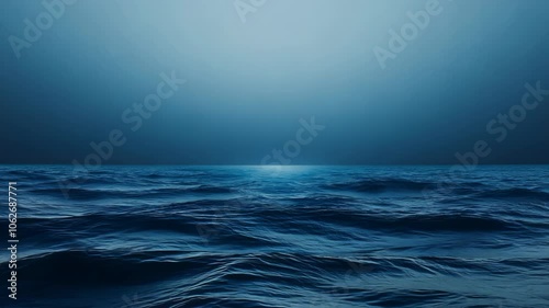 Wallpaper Mural Deep blue ocean waves roll beneath a dark sky, illuminated by ethereal moonlight. Rhythmic water movements create a hypnotic pattern across the vast seascape.  Torontodigital.ca