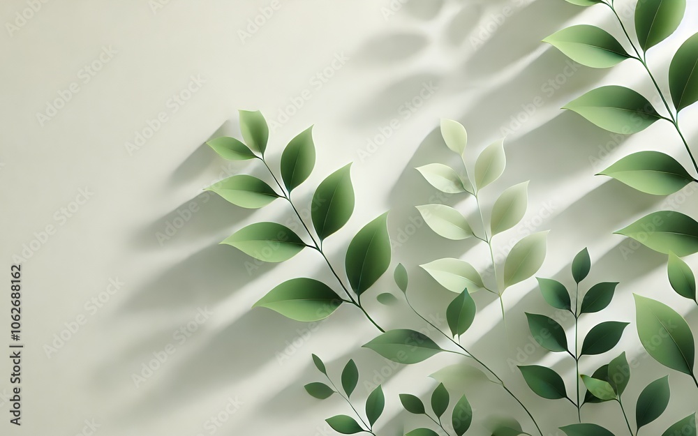 Soft Green Leaf Stems with Subtle Shadows on a Light Background – A Minimalist Botanical Composition Highlighting Serenity and Natural Simplicity Soft Green Leaf Stems with Subtle Shadows on a Light Background – A Minimalist Botanical Composition Highlighting Serenity and Natural Simplicity