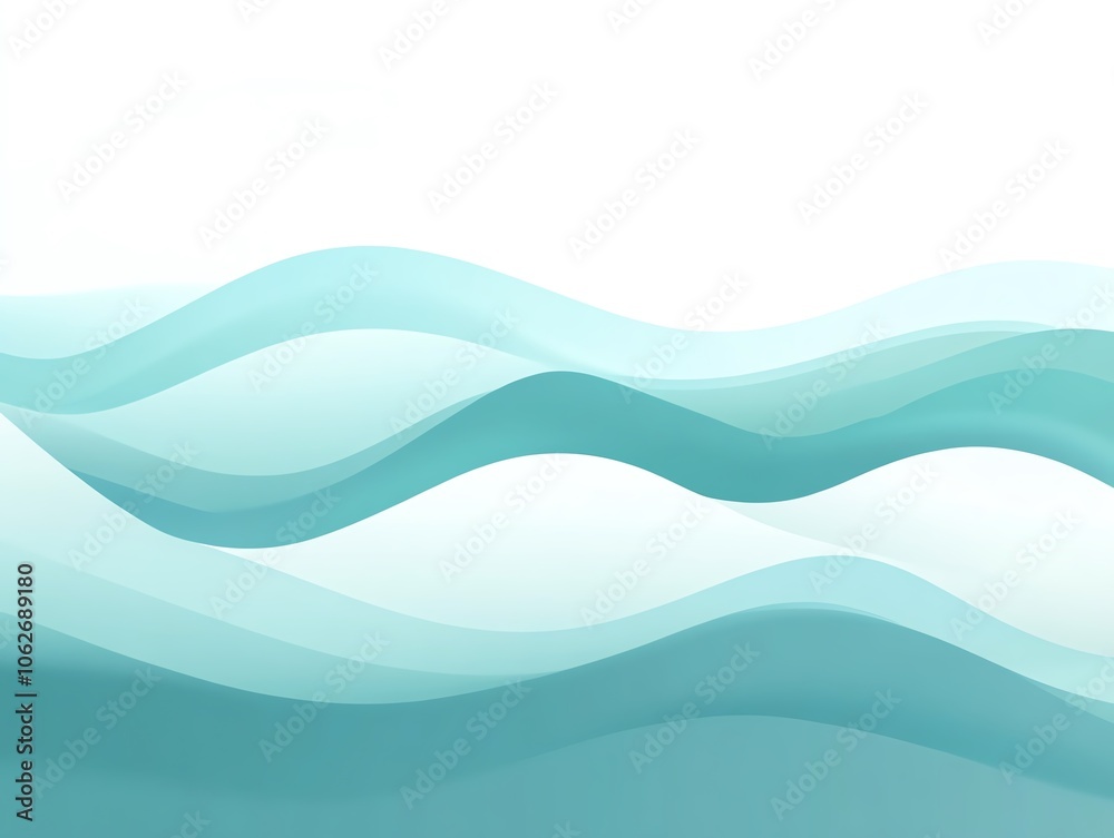 Abstract Ocean Waves Minimalistic abstract ocean waves with smooth gradients, soft blues fading into light turquoise, like a serene, endless horizon, gentle and soothing