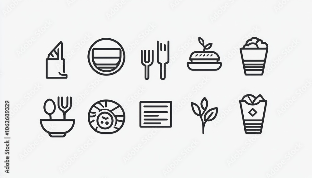 Line icon of an elegant restaurant menu, finely detailed. Line icon of an elegant restaurant menu, finely detailed.