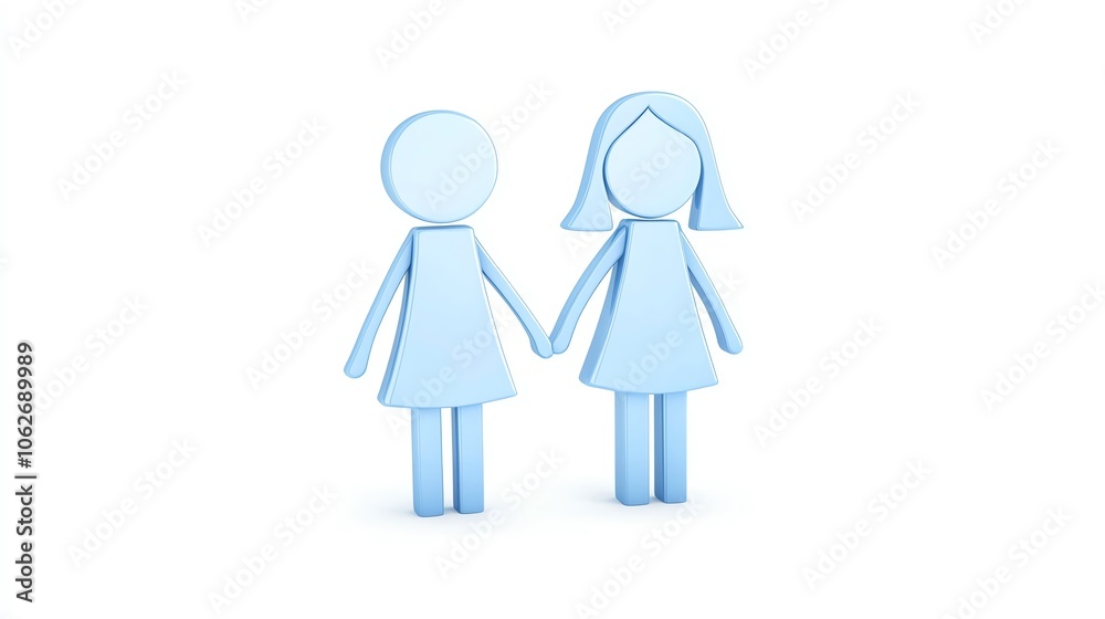 Two abstract figures holding hands, symbolizing love and unity.