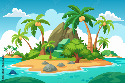 Tropical landscape palm trees island