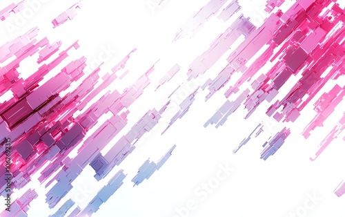 Abstract pink and purple gradient design with dynamic brush strokes on a white background. photo