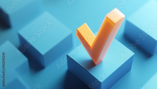 Detailed 3D model of an effectiveness icon with checkbox and success metrics.