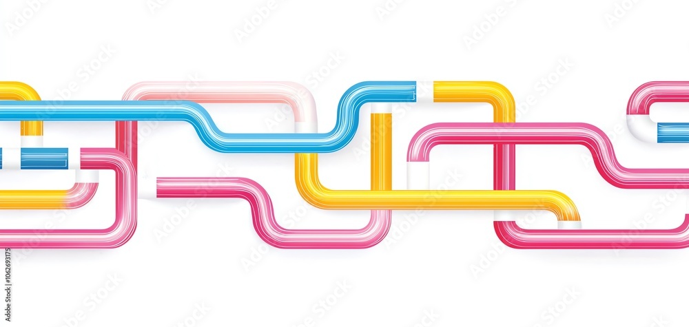 Colorful plastic straws arranged artistically on a white background.
