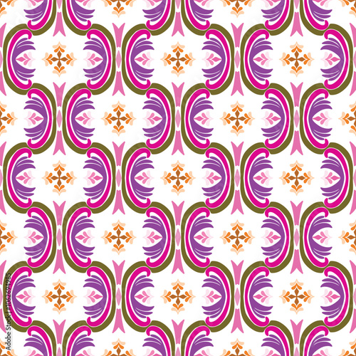 Bohemian Tribal Damask Seamless Pattern with Aztec Influence