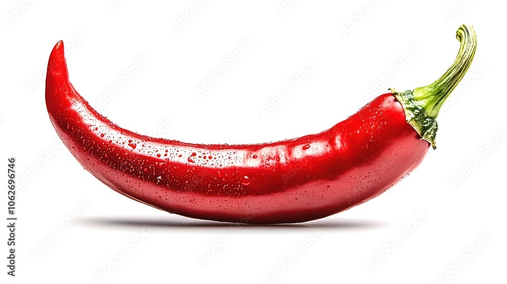 Red Chili Pepper with Water Droplets Red Chili Pepper with Water Droplets