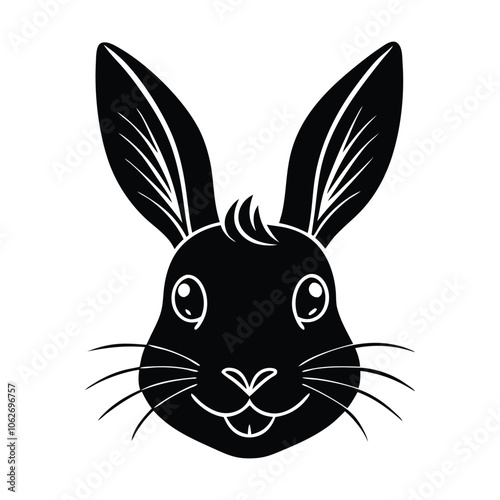 rabbit had black silhouette vector illustration white background