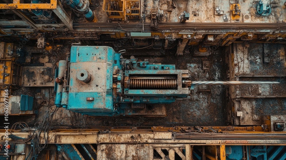 Aerial View of Industrial Drilling Machine in Action Aerial View of Industrial Drilling Machine in Action
