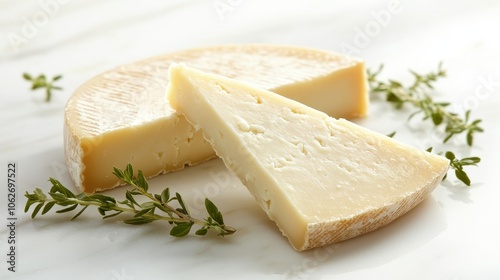 Gorgonzola cheese wedge isolated on a clean white background