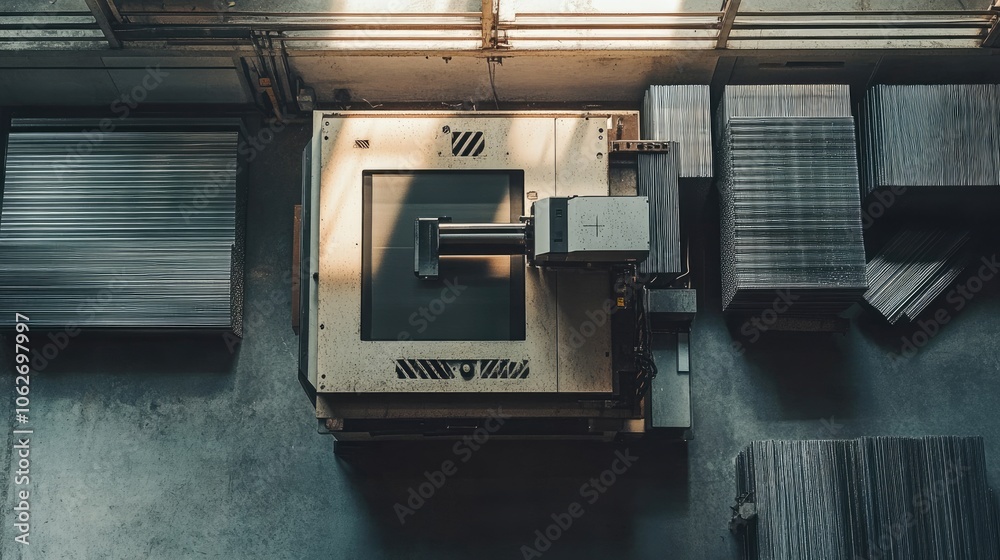 Industrial CNC Machine in Modern Workshop Setup Industrial CNC Machine in Modern Workshop Setup