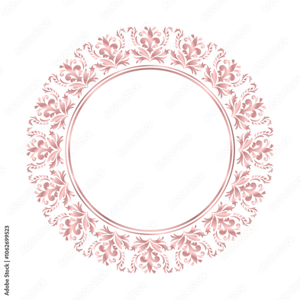 Damask Round Wreath circular round ornament rose gold floral Abstract pattern, Classic Victorian traditional style, illustration Vintage Design, Flower frames, Mandala, Antique, Moroccan frame Damask Round Wreath circular round ornament rose gold floral Abstract pattern, Classic Victorian traditional style, illustration Vintage Design, Flower frames, Mandala, Antique, Moroccan frame