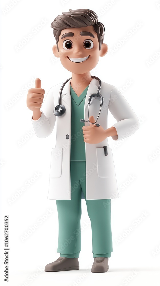 Cartoon Doctor with Stethoscope Giving Thumbs Up Cartoon Doctor with Stethoscope Giving Thumbs Up