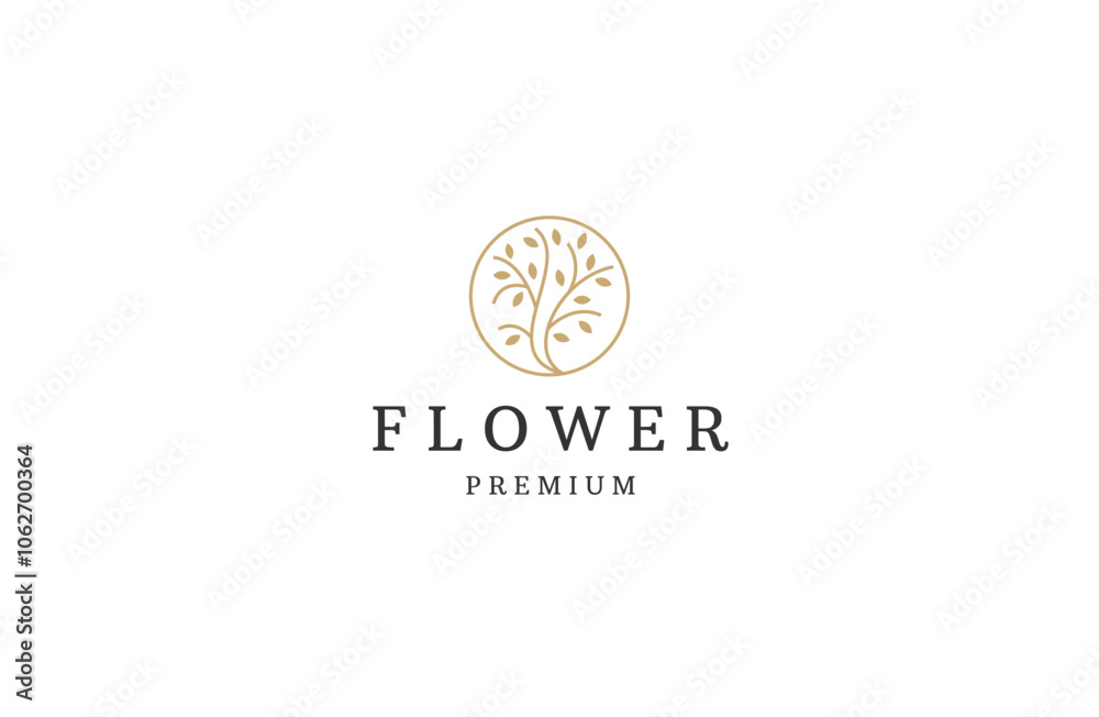 Nature flower line logo icon design template flat vector Nature flower line logo icon design template flat vector