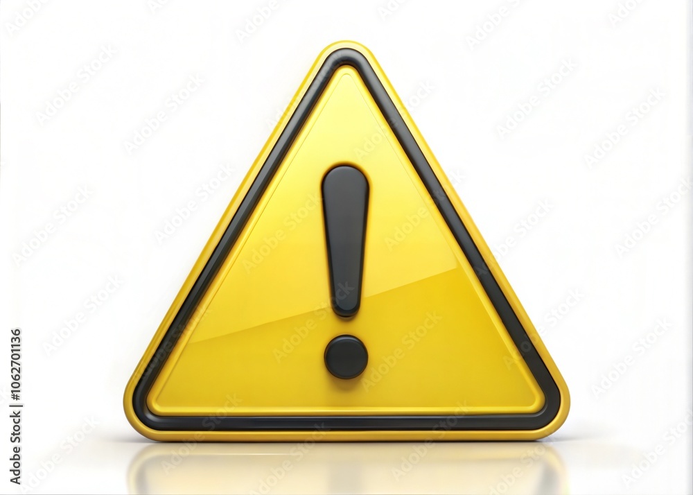 3d yellow triangle warning sign with black exclamation mark isolated on white background 3d yellow triangle warning sign with black exclamation mark isolated on white background