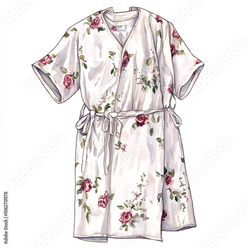 Hospital gown watercolor clipart illustration