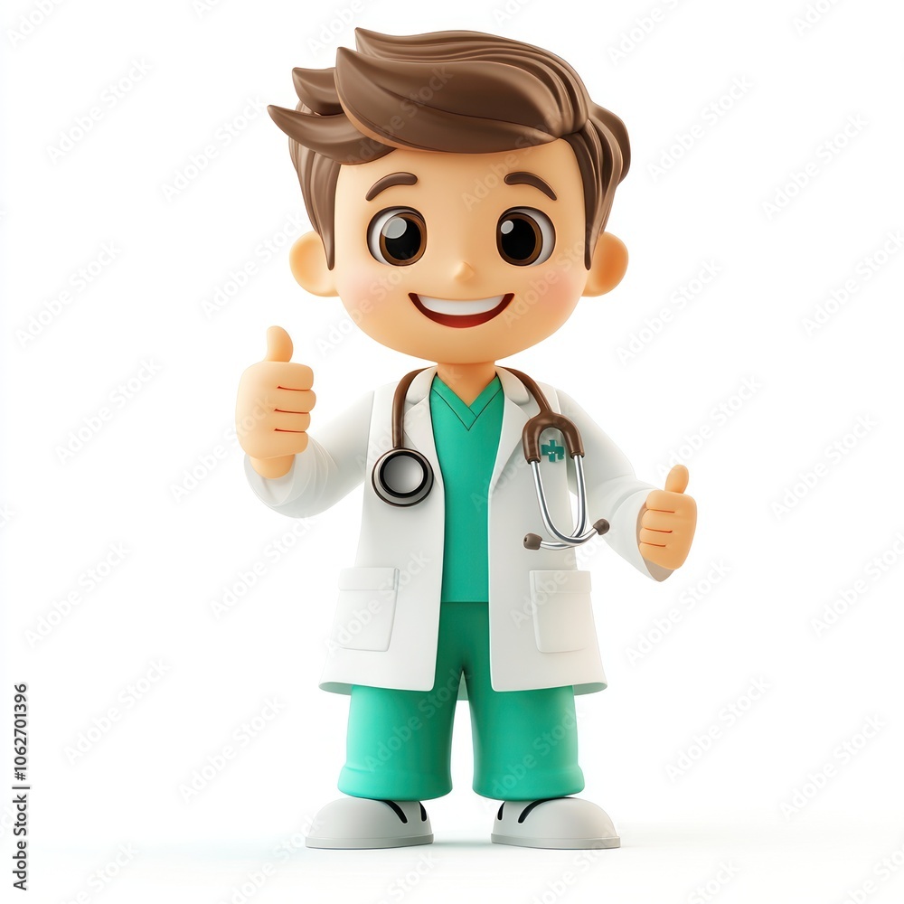 Cartoon doctor character giving a thumbs-up gesture Cartoon doctor character giving a thumbs-up gesture