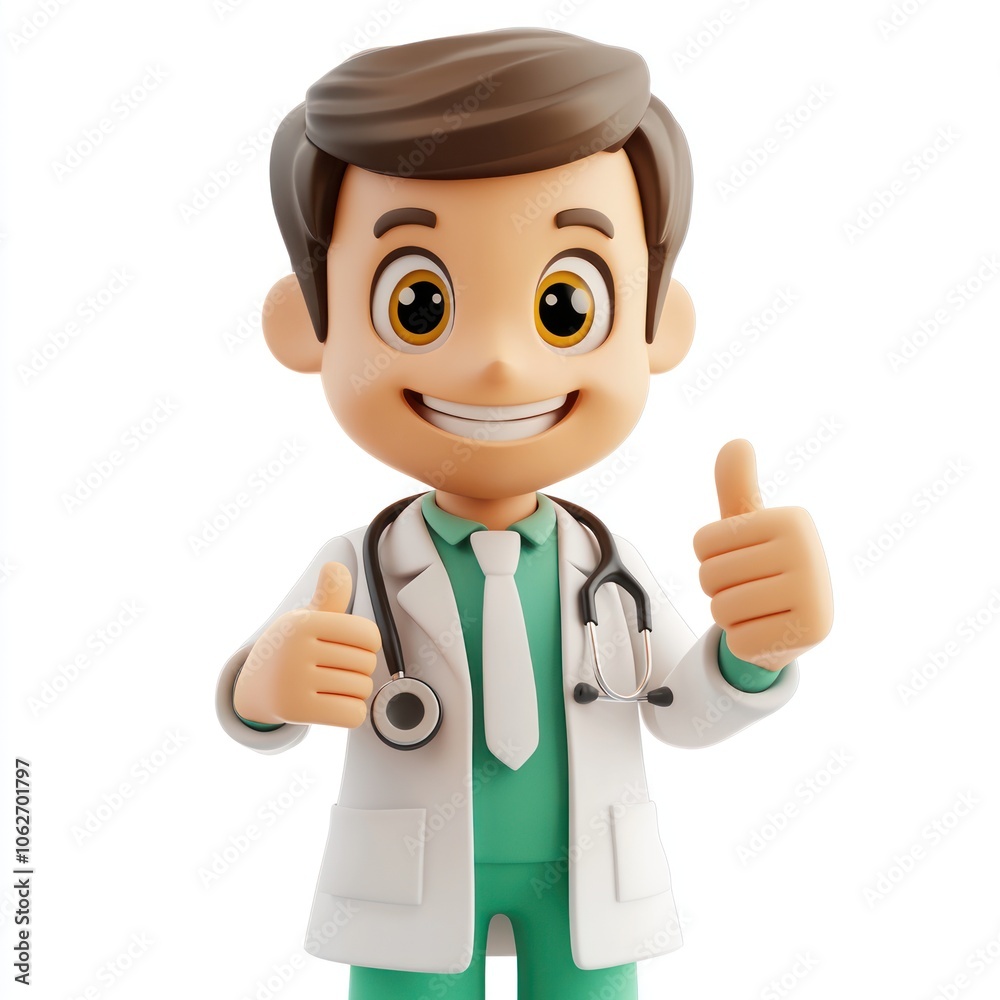 Cartoon Doctor Character Giving Thumbs Up Cartoon Doctor Character Giving Thumbs Up