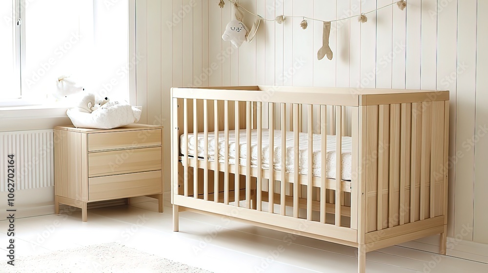 Wooden Crib in a Minimalist Nursery Wooden Crib in a Minimalist Nursery