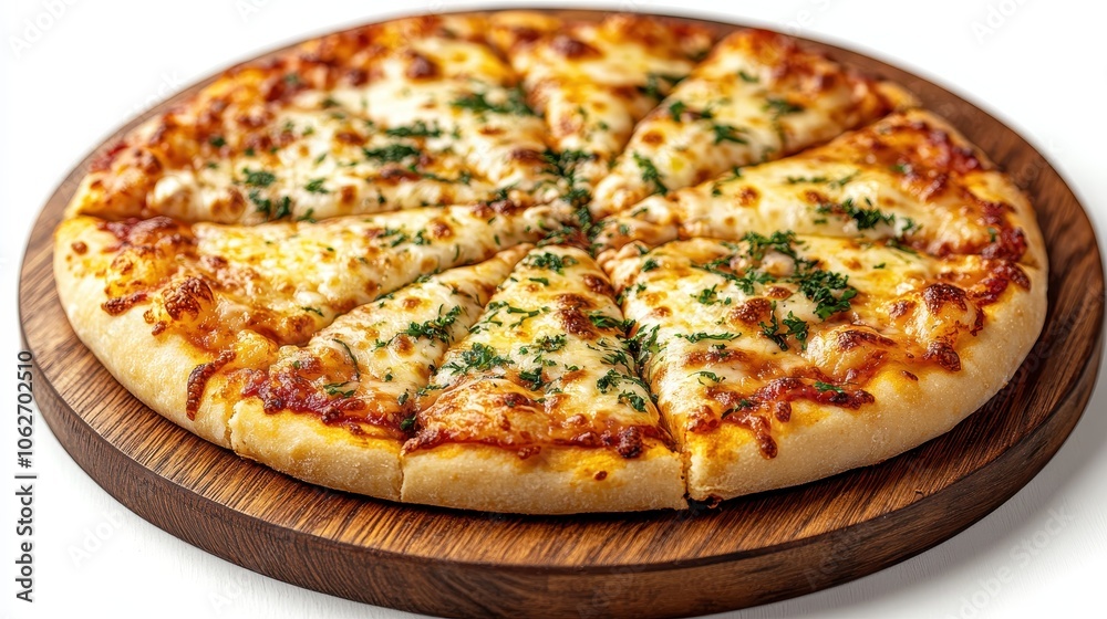 Pizza Quattro Formaggi on a wooden tray, isolated on a white background, rustic and cheesy. Pizza Quattro Formaggi on a wooden tray, isolated on a white background, rustic and cheesy.