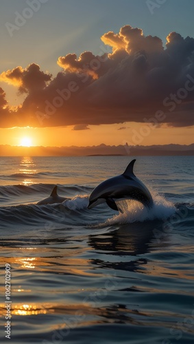 PAISAJE MARINO DE DELFINES