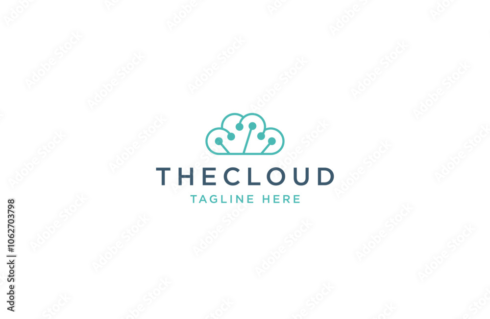 Cloud technology line logo icon design template flat vector Cloud technology line logo icon design template flat vector