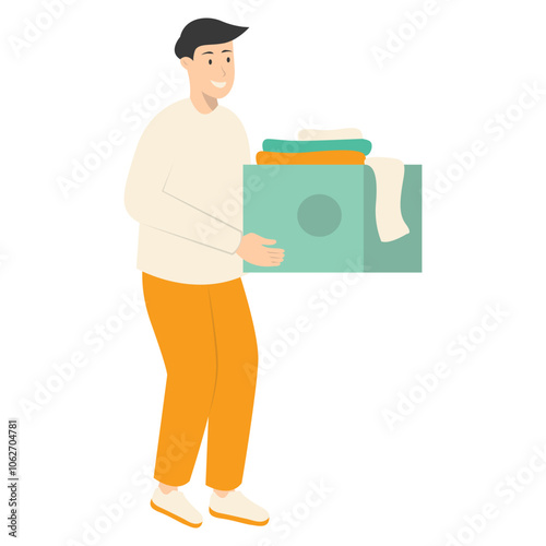 Human Volunteers Character. Help and Care People. Flat Vector Illustration.