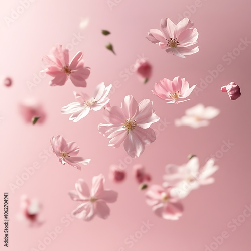 Wallpaper Mural A beautiful image of sping pink flowers flying in the air on the pastel pink background. Levitation conception. Hugh resolution image Torontodigital.ca