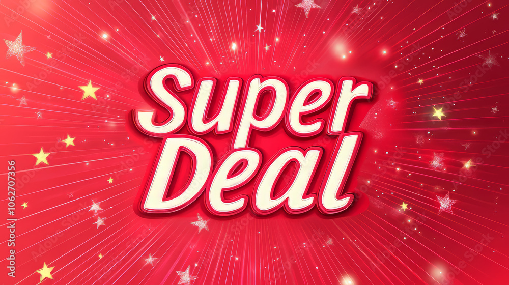 A bright red banner with flashing stars and cool shapes. The words A bright red banner with flashing stars and cool shapes. The words