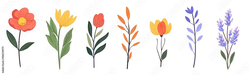 Collection of floral and botanical elements. Set of leaf, foliage wildflowers, plants, bloom, leaves and herb. Hand drawn of blossom spring season for decor, website, graphic and shop Collection of floral and botanical elements. Set of leaf, foliage wildflowers, plants, bloom, leaves and herb. Hand drawn of blossom spring season for decor, website, graphic and shop