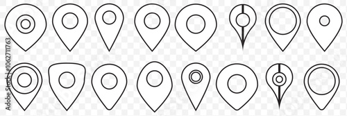 Set of map pin location icons. Modern map markers. Map pin place marker. Location icon. Map marker pointer icon set. EPS 10.