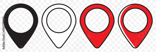 Set of map pin location icons. Modern map markers. Map pin place marker. Location icon. Map marker pointer icon set. EPS 10.