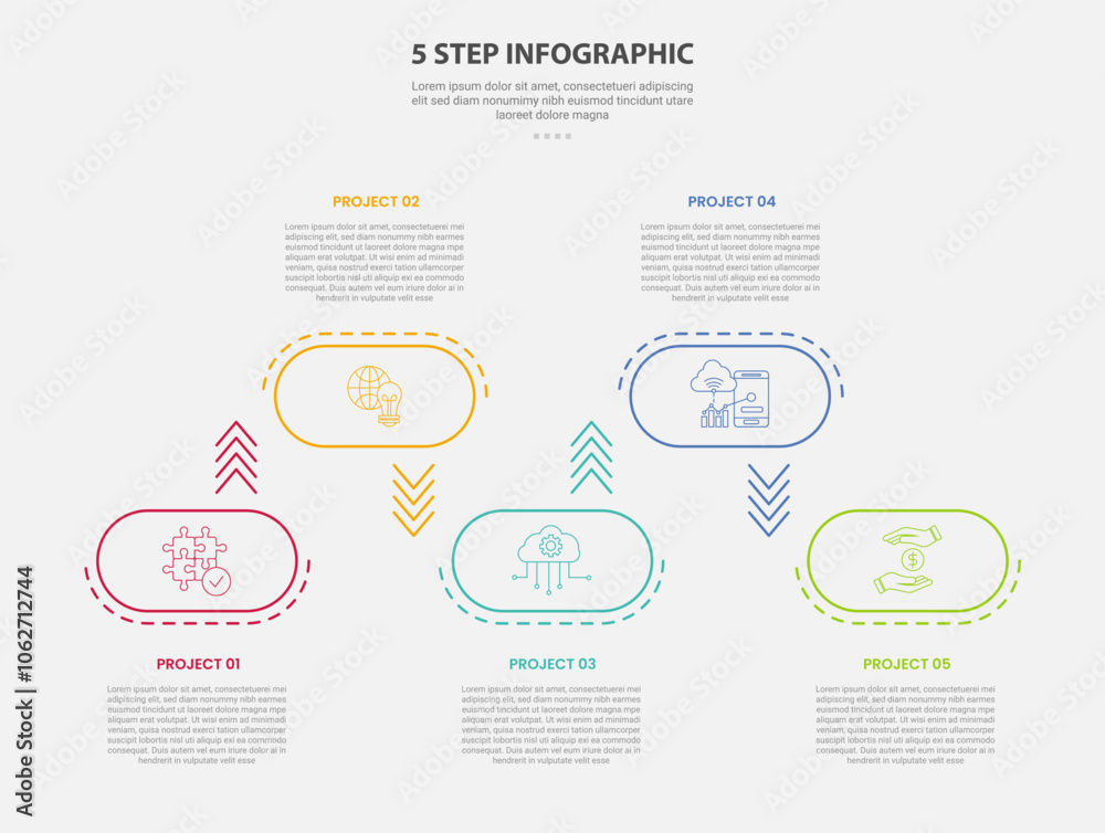 5 points template infographic outline style with 5 point step template with round rectangle box up and down on horizontal direction for slide presentation 5 points template infographic outline style with 5 point step template with round rectangle box up and down on horizontal direction for slide presentation
