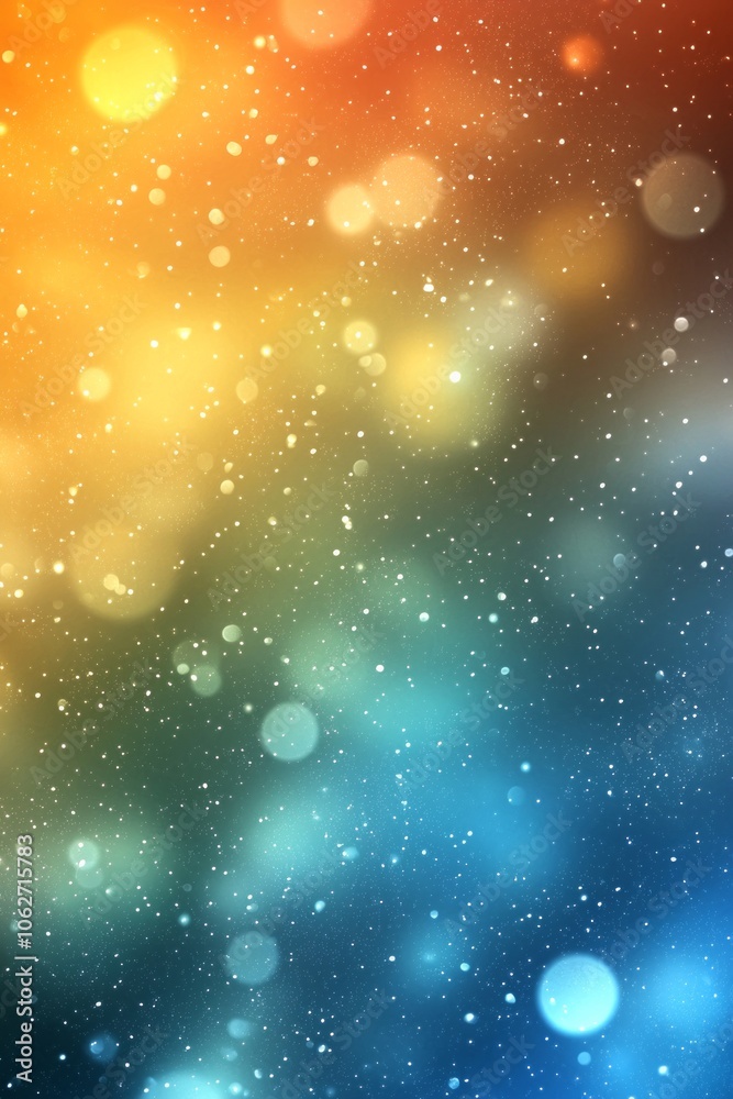 Obraz premium A beautiful bokeh background of rainbow colors, with sparkling water droplets in the foreground.