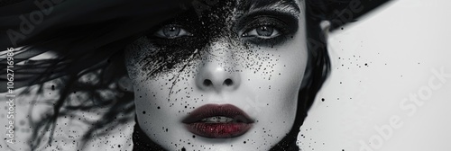 Artistic Winter Portrait with Dramatic Makeup photo