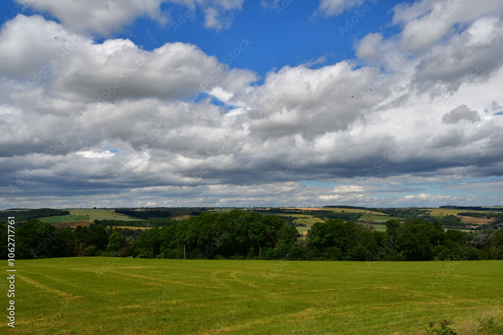 landschaftsaufnahme mit wiesen, feldern und bäumen landschaftsaufnahme mit wiesen, feldern und bäumen