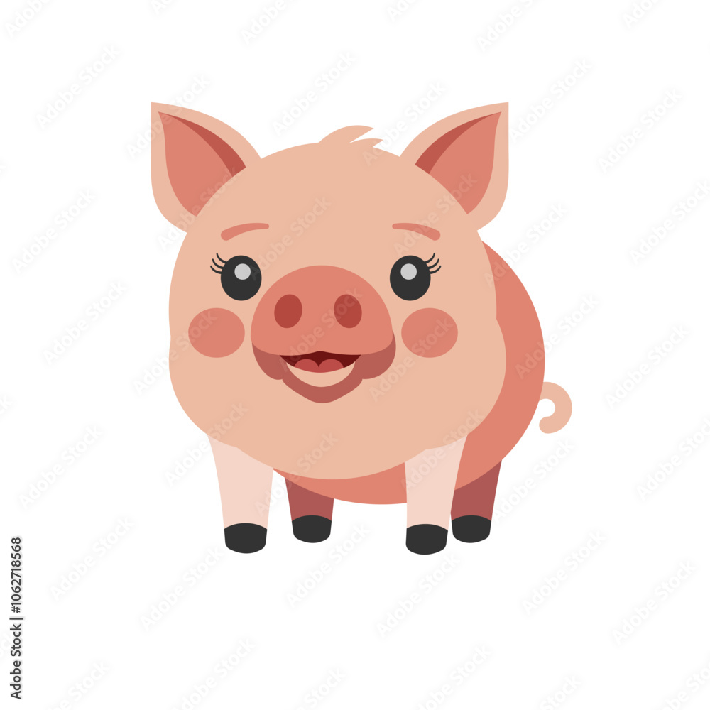 Kawaii style piglet with a smile isolated Kawaii style piglet with a smile isolated