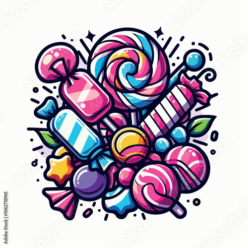 candy logo illustration - lolipop logo illustration