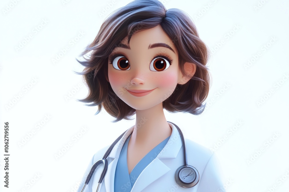 Animated Female Doctor with Stethoscope