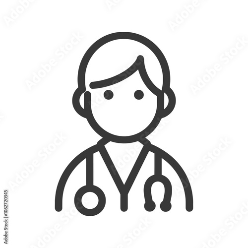 Line drawing of a doctor wearing a stethoscope photo