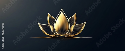 Luxury gold lotus background. Zen wallpaper collection with golden lotus line art. Design for yoga banner, Luxury cover design and invitation, invite, banner, Natural product packaging design