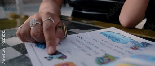 Latino little boy plays and learns with his mother for school with books and is happy