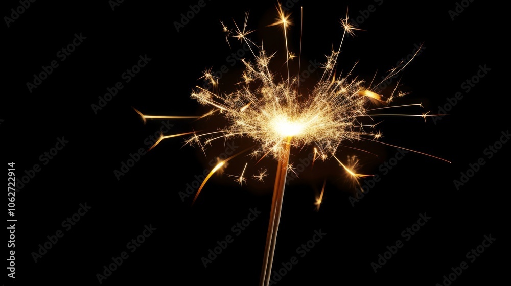 Obraz premium Brightly burning sparklers on a dark background. The atmosphere of celebrating the New Year, birthday, or a special event. 