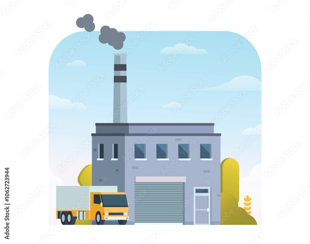 Fototapeta premium Factory building vector illustration, element for city, infographic and industry illustration 