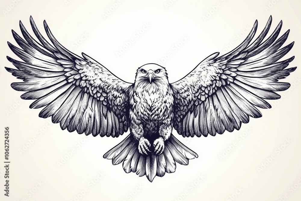 Fototapeta premium The eagle emblem is black on white on a white background