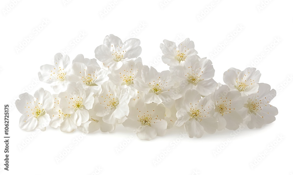 Obraz premium Sakura flower cherry blossom isolated on white background. Shallow depth. Soft toned, clipping path. Generative Ai
