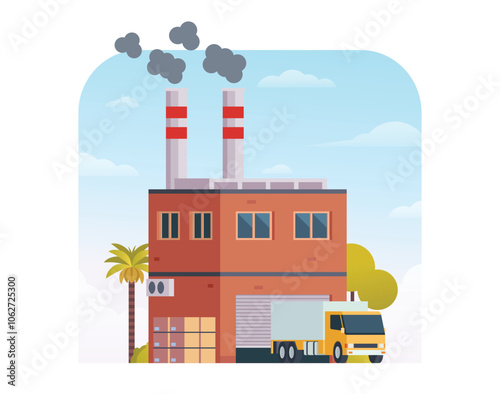 Factory building vector illustration, element for city, infographic and industry illustration 