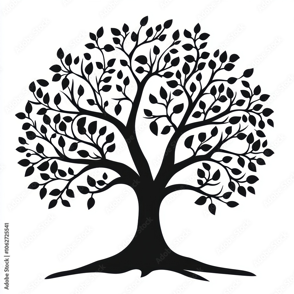 tree with roots, vector isolated on white background, ai generated vector illustration tree with roots, vector isolated on white background, ai generated vector illustration