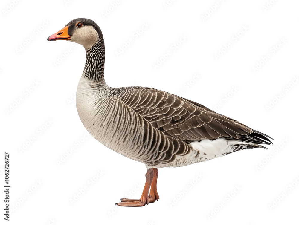 Greylag goose standing isolated on transparent background, Greylag goose standing isolated on transparent background,