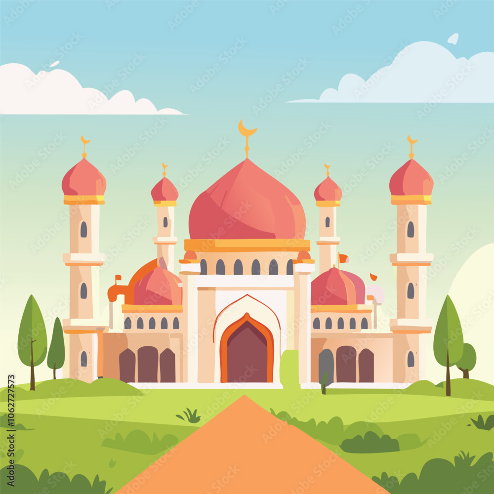 Fototapeta premium Mosque front view in a sunny day